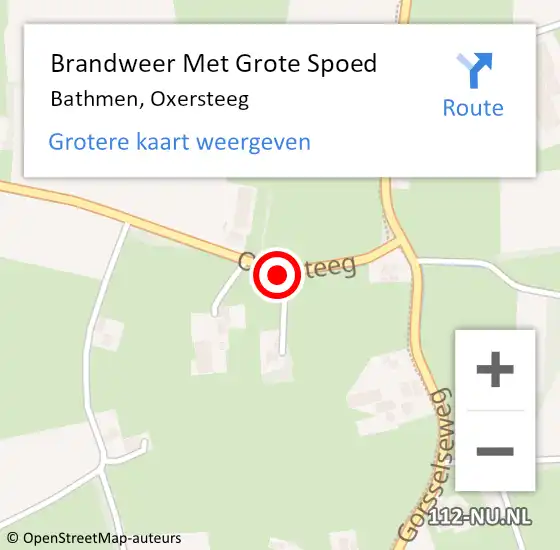 Locatie op kaart van de 112 melding: Brandweer Met Grote Spoed Naar Bathmen, Oxersteeg op 30 juni 2021 18:02