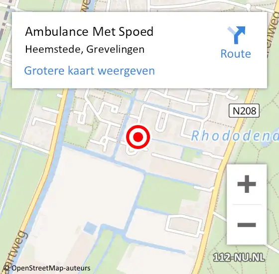 Locatie op kaart van de 112 melding: Ambulance Met Spoed Naar Heemstede, Grevelingen op 30 juni 2021 18:05