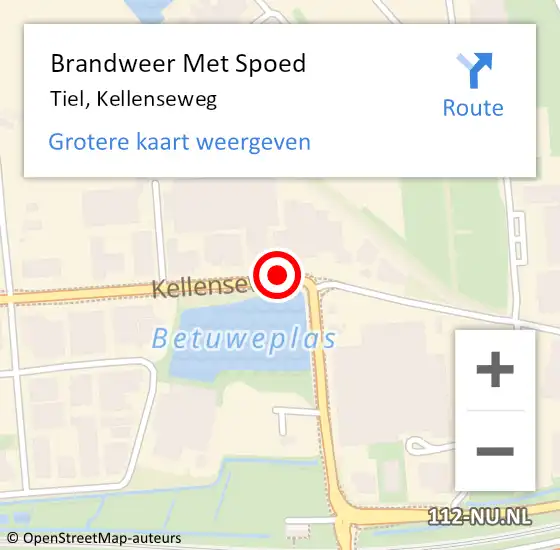 Locatie op kaart van de 112 melding: Brandweer Met Spoed Naar Tiel, Kellenseweg op 30 juni 2021 18:34