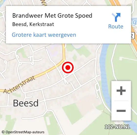 Locatie op kaart van de 112 melding: Brandweer Met Grote Spoed Naar Beesd, Kerkstraat op 30 juni 2021 18:35