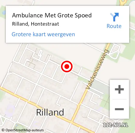 Locatie op kaart van de 112 melding: Ambulance Met Grote Spoed Naar Rilland, Hontestraat op 30 juni 2021 19:02