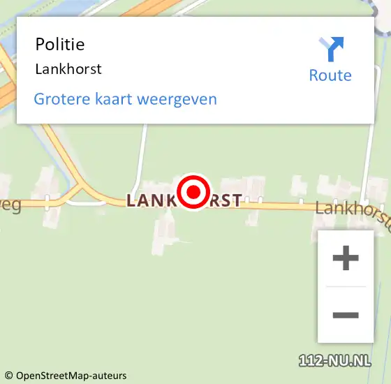 Locatie op kaart van de 112 melding: Politie Lankhorst op 30 juni 2021 19:07