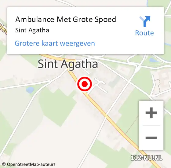 Locatie op kaart van de 112 melding: Ambulance Met Grote Spoed Naar Sint Agatha op 30 juni 2021 19:10