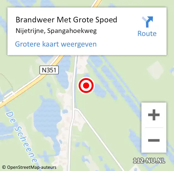 Locatie op kaart van de 112 melding: Brandweer Met Grote Spoed Naar Nijetrijne, Spangahoekweg op 30 juni 2021 19:19