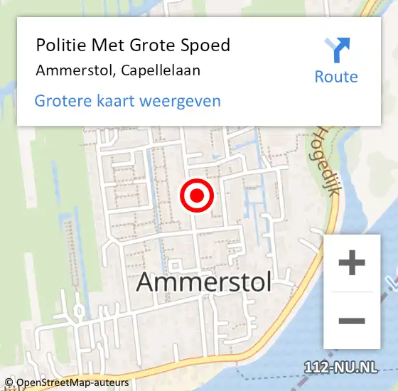 Locatie op kaart van de 112 melding: Politie Met Grote Spoed Naar Ammerstol, Capellelaan op 30 juni 2021 19:30