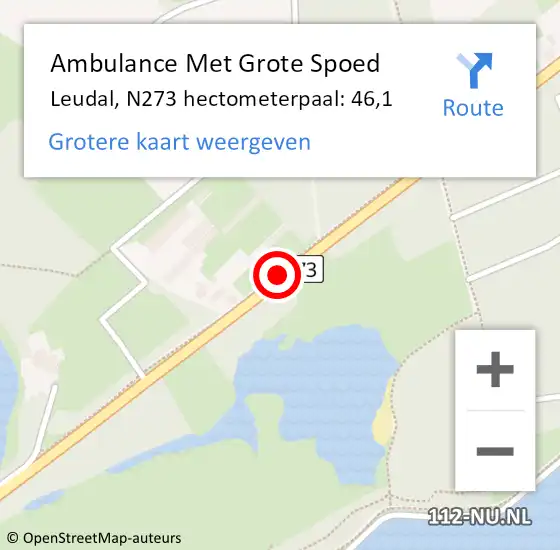 Locatie op kaart van de 112 melding: Ambulance Met Grote Spoed Naar Leudal, N273 hectometerpaal: 46,1 op 30 juni 2021 19:35