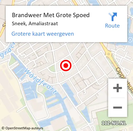 Locatie op kaart van de 112 melding: Brandweer Met Grote Spoed Naar Sneek, Amaliastraat op 30 juni 2021 19:49