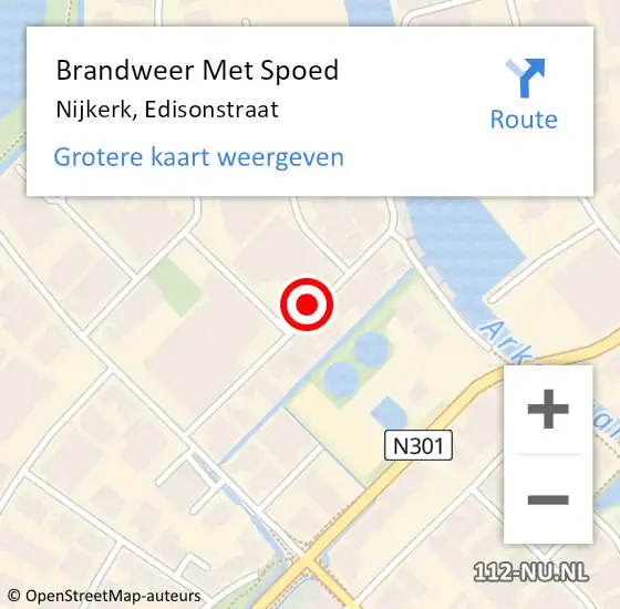 Locatie op kaart van de 112 melding: Brandweer Met Spoed Naar Nijkerk, Edisonstraat op 30 juni 2021 19:55