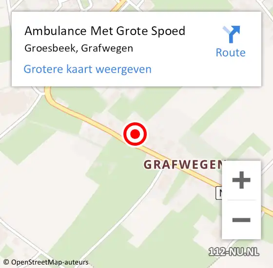 Locatie op kaart van de 112 melding: Ambulance Met Grote Spoed Naar Groesbeek, Grafwegen op 30 juni 2021 19:56