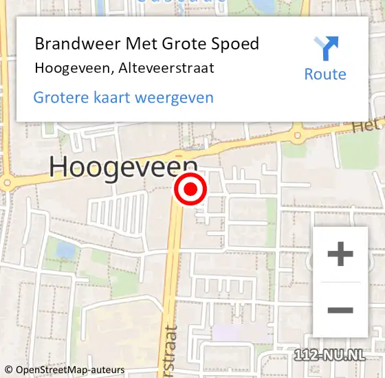 Locatie op kaart van de 112 melding: Brandweer Met Grote Spoed Naar Hoogeveen, Alteveerstraat op 30 juni 2021 20:10