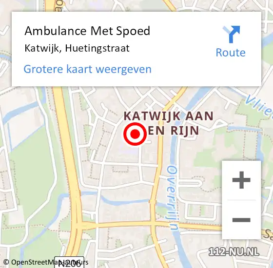 Locatie op kaart van de 112 melding: Ambulance Met Spoed Naar Katwijk, Huetingstraat op 30 juni 2021 20:18