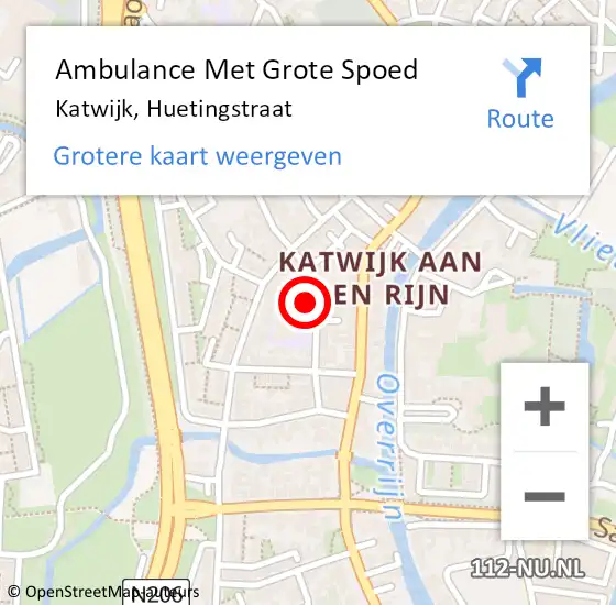 Locatie op kaart van de 112 melding: Ambulance Met Grote Spoed Naar Katwijk, Huetingstraat op 30 juni 2021 20:19