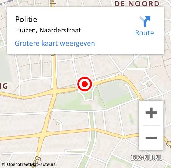 Locatie op kaart van de 112 melding: Politie Huizen, Naarderstraat op 30 juni 2021 20:50