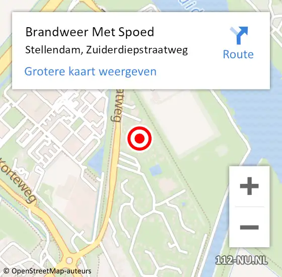 Locatie op kaart van de 112 melding: Brandweer Met Spoed Naar Stellendam, Zuiderdiepstraatweg op 30 juni 2021 21:06