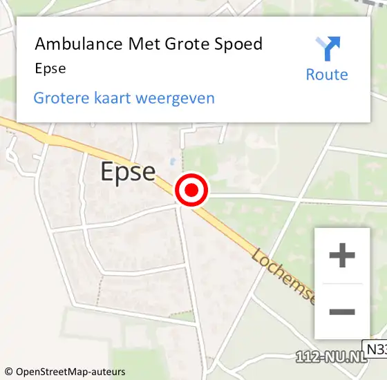 Locatie op kaart van de 112 melding: Ambulance Met Grote Spoed Naar Epse op 30 juni 2021 21:13