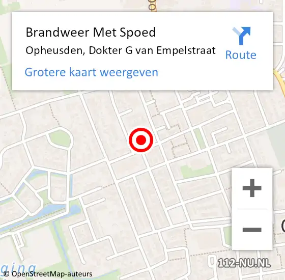 Locatie op kaart van de 112 melding: Brandweer Met Spoed Naar Opheusden, Dokter G van Empelstraat op 30 juni 2021 21:37