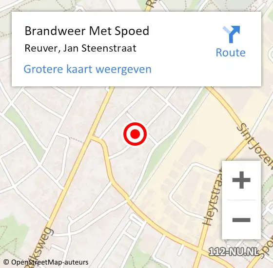 Locatie op kaart van de 112 melding: Brandweer Met Spoed Naar Reuver, Jan Steenstraat op 30 juni 2021 22:09