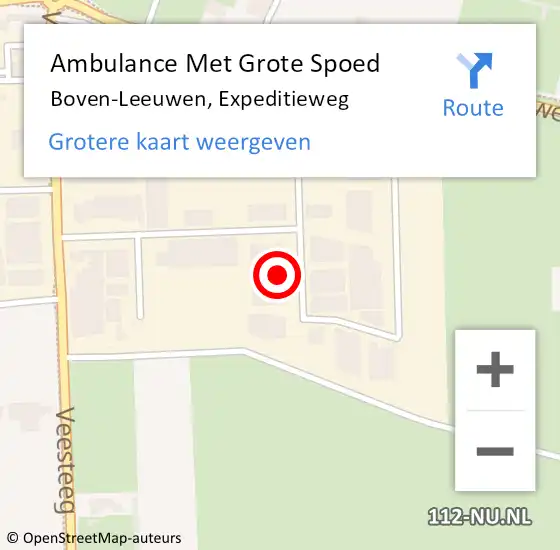 Locatie op kaart van de 112 melding: Ambulance Met Grote Spoed Naar Boven-Leeuwen, Expeditieweg op 30 juni 2021 22:45