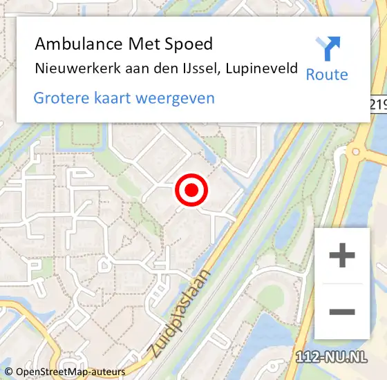 Locatie op kaart van de 112 melding: Ambulance Met Spoed Naar Nieuwerkerk aan den IJssel, Lupineveld op 30 juni 2021 22:47