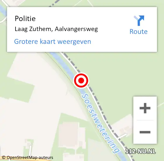 Locatie op kaart van de 112 melding: Politie Laag Zuthem, Aalvangersweg op 30 juni 2021 23:02