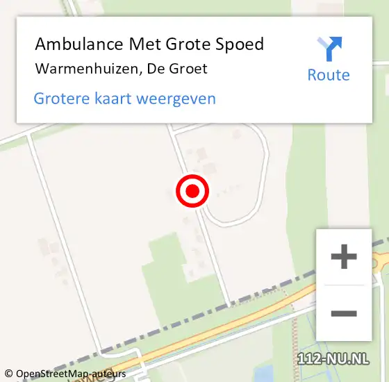 Locatie op kaart van de 112 melding: Ambulance Met Grote Spoed Naar Warmenhuizen, De Groet op 30 juni 2021 23:10