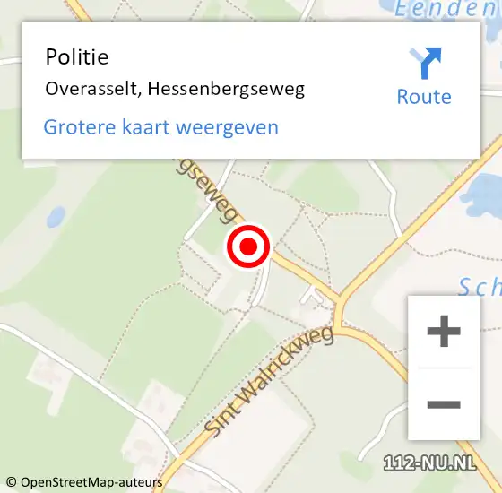 Locatie op kaart van de 112 melding: Politie Overasselt, Hessenbergseweg op 30 juni 2021 23:16