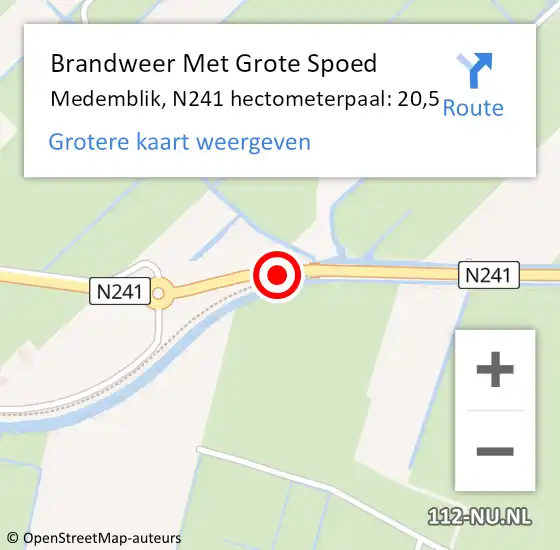 Locatie op kaart van de 112 melding: Brandweer Met Grote Spoed Naar Medemblik, N241 hectometerpaal: 20,5 op 30 juni 2021 23:17