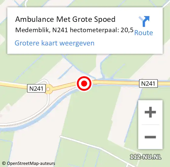 Locatie op kaart van de 112 melding: Ambulance Met Grote Spoed Naar Medemblik, N241 hectometerpaal: 20,5 op 30 juni 2021 23:19