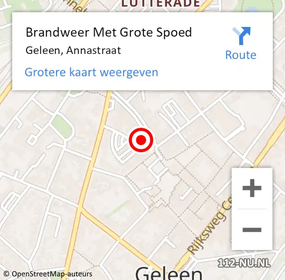 Locatie op kaart van de 112 melding: Brandweer Met Grote Spoed Naar Geleen, Annastraat op 1 juli 2021 00:43