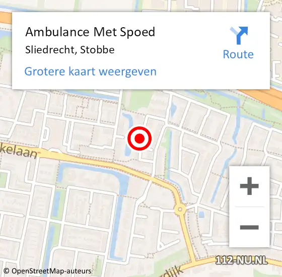 Locatie op kaart van de 112 melding: Ambulance Met Spoed Naar Sliedrecht, Stobbe op 1 juli 2021 00:46