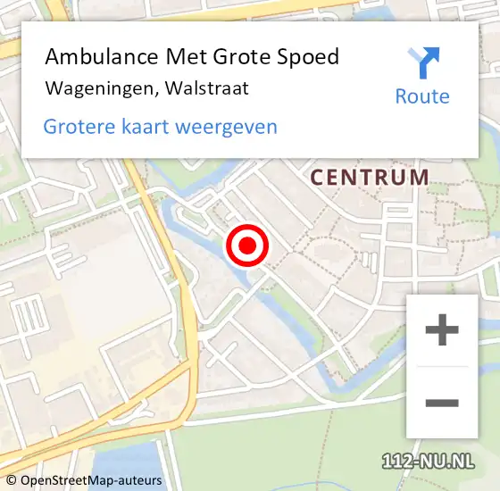 Locatie op kaart van de 112 melding: Ambulance Met Grote Spoed Naar Wageningen, Walstraat op 1 juli 2021 00:52