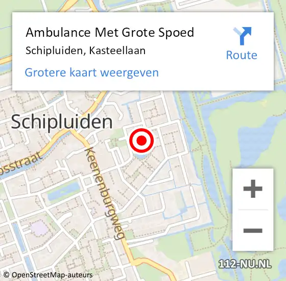 Locatie op kaart van de 112 melding: Ambulance Met Grote Spoed Naar Schipluiden, Kasteellaan op 1 juli 2021 01:09