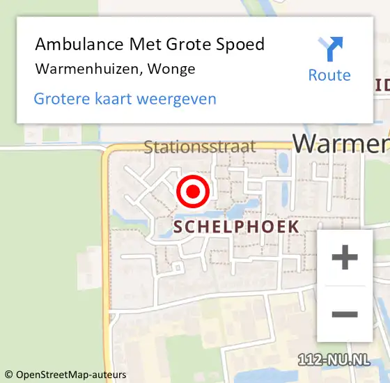 Locatie op kaart van de 112 melding: Ambulance Met Grote Spoed Naar Warmenhuizen, Wonge op 1 juli 2021 02:30