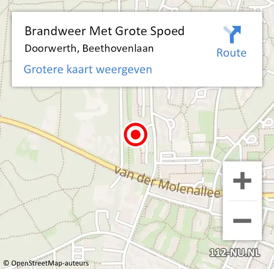 Locatie op kaart van de 112 melding: Brandweer Met Grote Spoed Naar Doorwerth, Beethovenlaan op 1 juli 2021 04:25