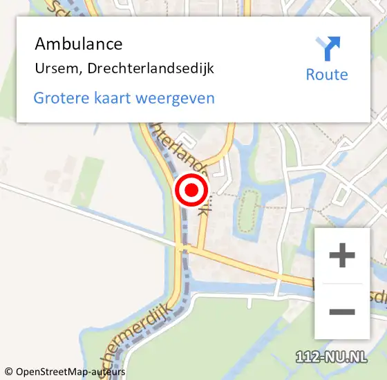 Locatie op kaart van de 112 melding: Ambulance Ursem, Drechterlandsedijk op 1 juli 2021 04:48