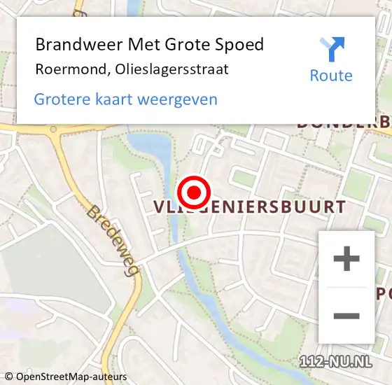 Locatie op kaart van de 112 melding: Brandweer Met Grote Spoed Naar Roermond, Olieslagersstraat op 1 juli 2021 05:22