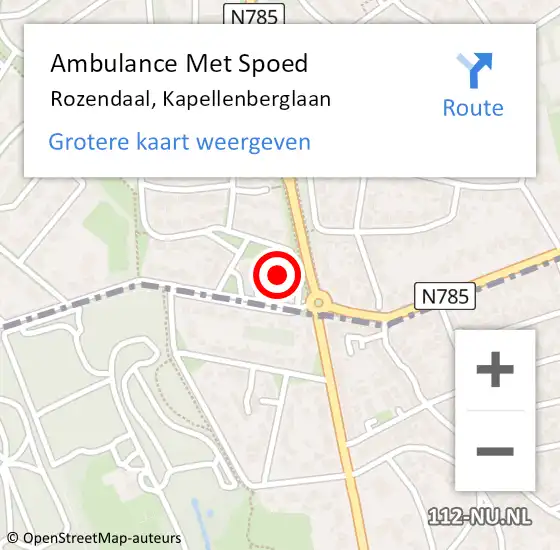 Locatie op kaart van de 112 melding: Ambulance Met Spoed Naar Rozendaal, Kapellenberglaan op 1 juli 2021 05:25