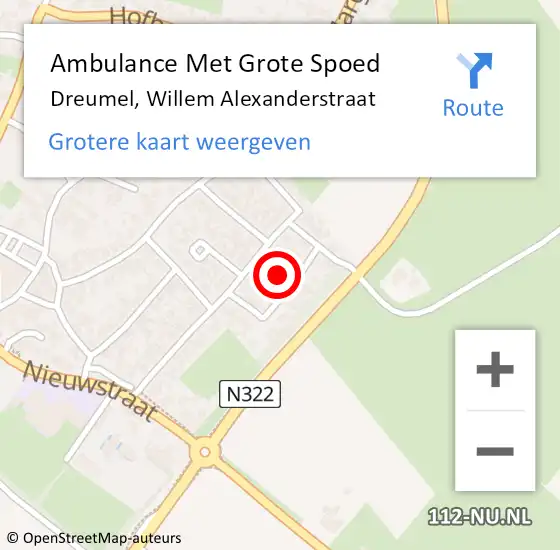 Locatie op kaart van de 112 melding: Ambulance Met Grote Spoed Naar Dreumel, Willem Alexanderstraat op 1 juli 2021 07:15