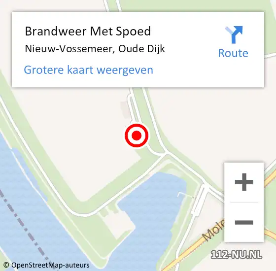 Locatie op kaart van de 112 melding: Brandweer Met Spoed Naar Nieuw-Vossemeer, Oude Dijk op 1 juli 2021 07:18