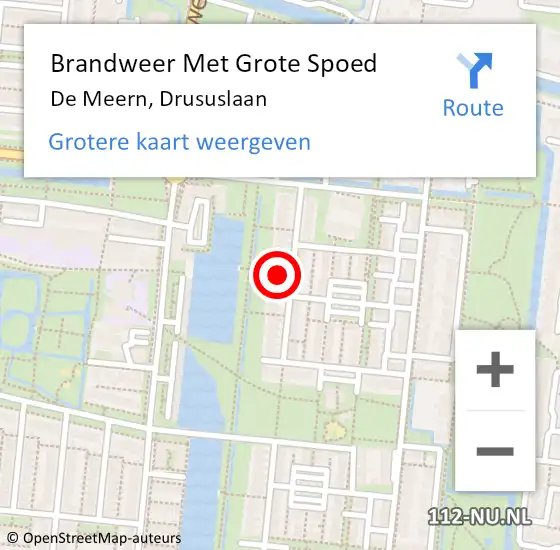 Locatie op kaart van de 112 melding: Brandweer Met Grote Spoed Naar De Meern, Drususlaan op 1 juli 2021 07:36