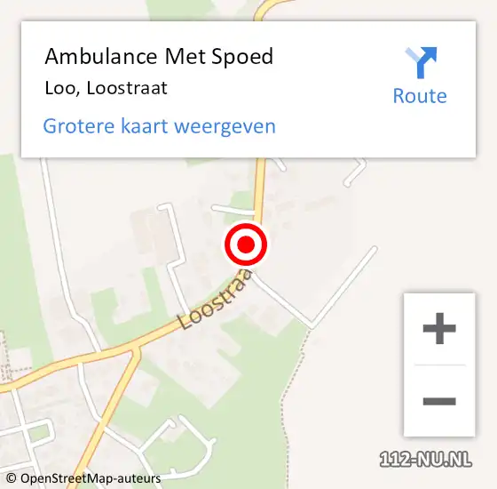 Locatie op kaart van de 112 melding: Ambulance Met Spoed Naar Loo, Loostraat op 1 juli 2021 07:48