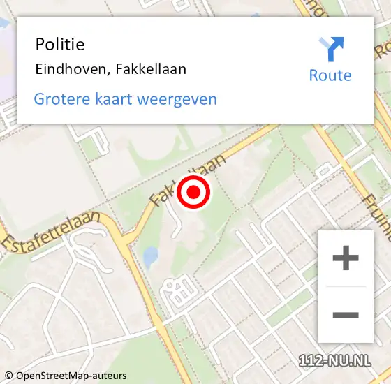Locatie op kaart van de 112 melding: Politie Eindhoven, Fakkellaan op 1 juli 2021 07:59