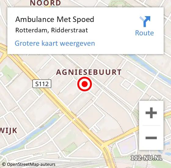 Locatie op kaart van de 112 melding: Ambulance Met Spoed Naar Rotterdam, Ridderstraat op 1 juli 2021 08:00