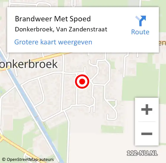 Locatie op kaart van de 112 melding: Brandweer Met Spoed Naar Donkerbroek, Van Zandenstraat op 14 juni 2014 22:29