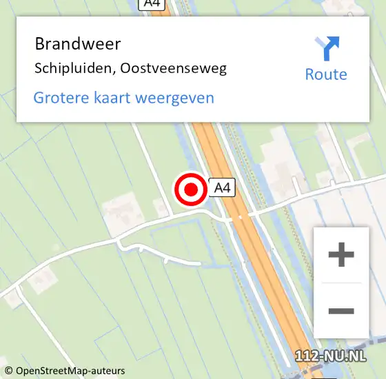 Locatie op kaart van de 112 melding: Brandweer Schipluiden, Oostveenseweg op 1 juli 2021 08:12