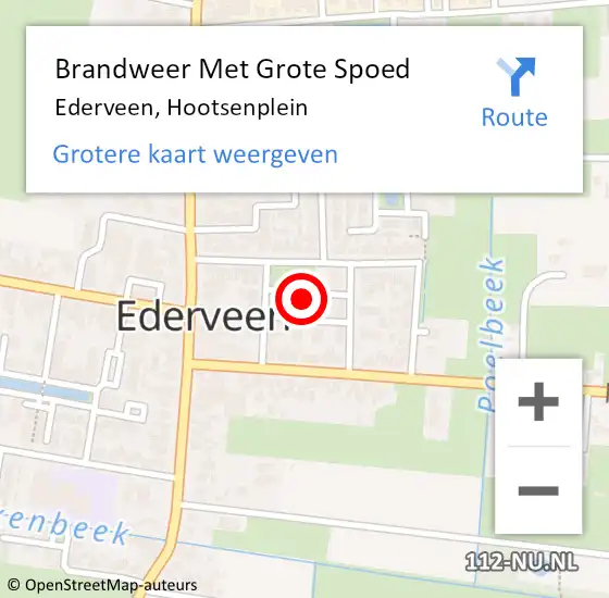 Locatie op kaart van de 112 melding: Brandweer Met Grote Spoed Naar Ederveen, Hootsenplein op 1 juli 2021 08:31