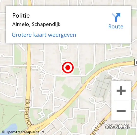 Locatie op kaart van de 112 melding: Politie Almelo, Schapendijk op 1 juli 2021 08:34