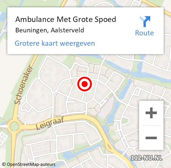 Locatie op kaart van de 112 melding: Ambulance Met Grote Spoed Naar Beuningen, Aalsterveld op 1 juli 2021 08:41