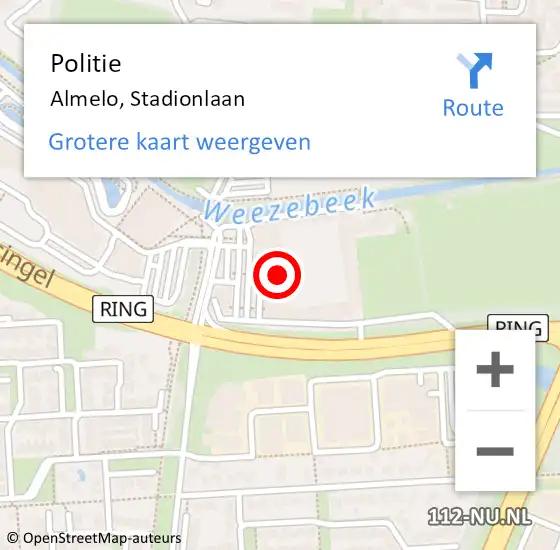 Locatie op kaart van de 112 melding: Politie Almelo, Stadionlaan op 1 juli 2021 08:48