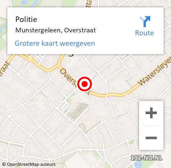 Locatie op kaart van de 112 melding: Politie Munstergeleen, Overstraat op 1 juli 2021 08:56